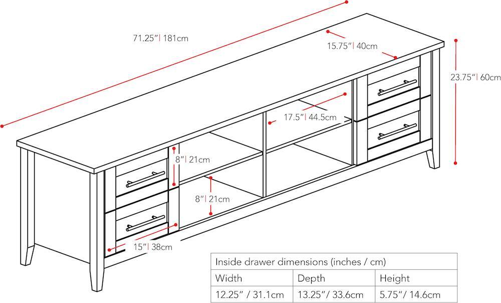 Alt View 14. CorLiving - Jackson Wooden Extra Wide TV Stand, for TVs up to 85" - Black Wood Grain.