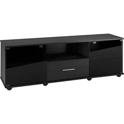 CorLiving - Fernbrook Collection TV Cabinet for Most Flat-Panel TVs Up to 70" - Black faux wood grain