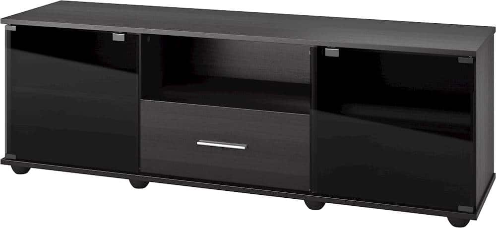 Front. CorLiving - Fernbrook TV Stand, for TVs up to 75" - Black Faux Wood Grain.