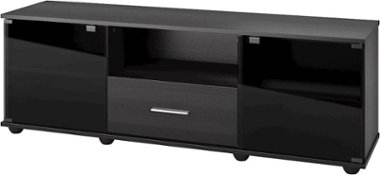 CorLiving - Fernbrook TV Stand, for TVs up to 75" - Black Faux Wood Grain - Front_Zoom