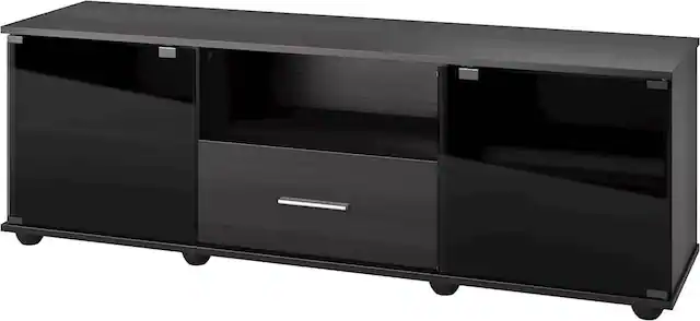 Front. CorLiving - Fernbrook TV Stand, for TVs up to 75" - Black Faux Wood Grain.