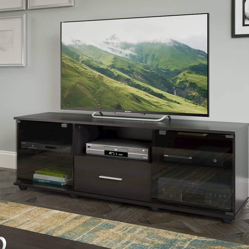 Alt View 11. CorLiving - Fernbrook TV Stand, for TVs up to 75" - Black Faux Wood Grain.