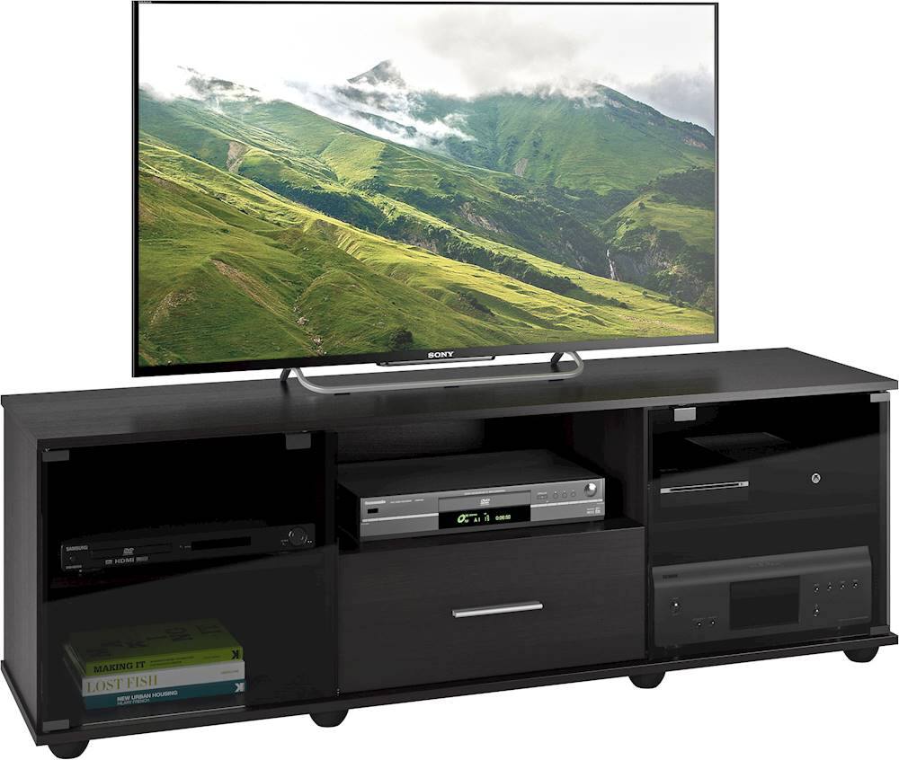 Alt View 12. CorLiving - Fernbrook TV Stand, for TVs up to 75" - Black Faux Wood Grain.