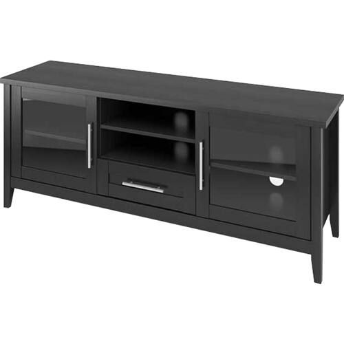 Front. CorLiving - TV Cabinet for Most Flat-Panel TVs Up to 65" - Black wood grain.