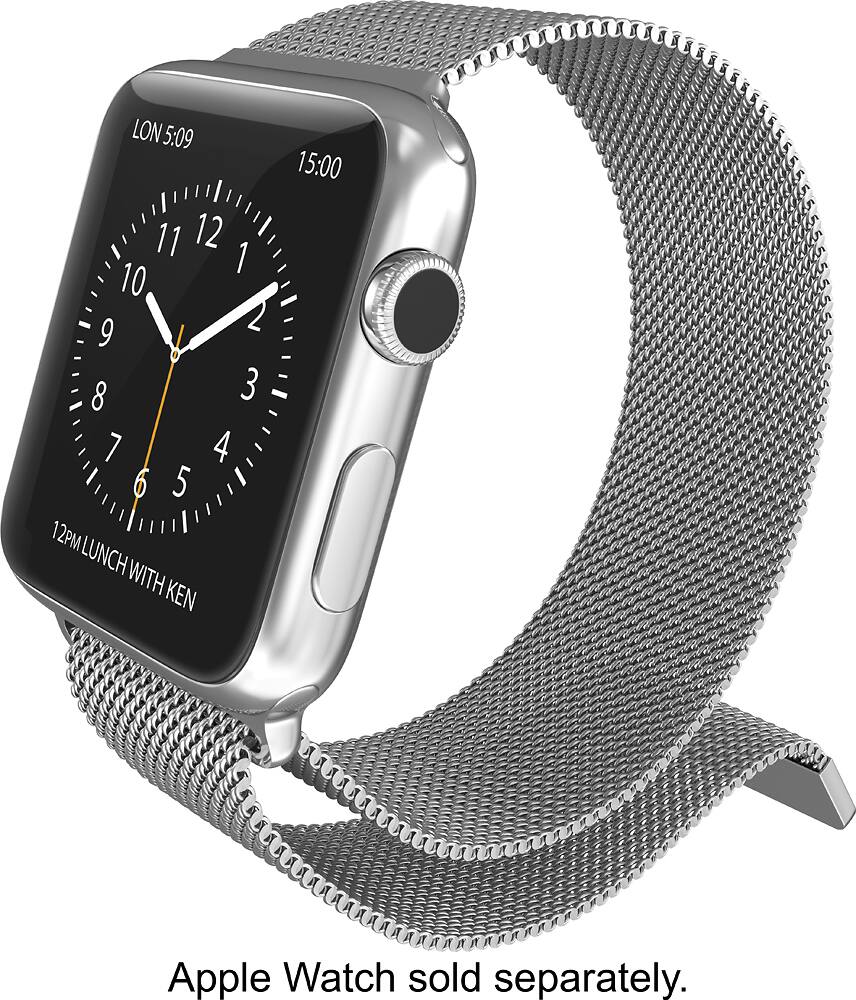 Angle. X-Doria - Watch Strap for Apple Watch 38mm - Silver.
