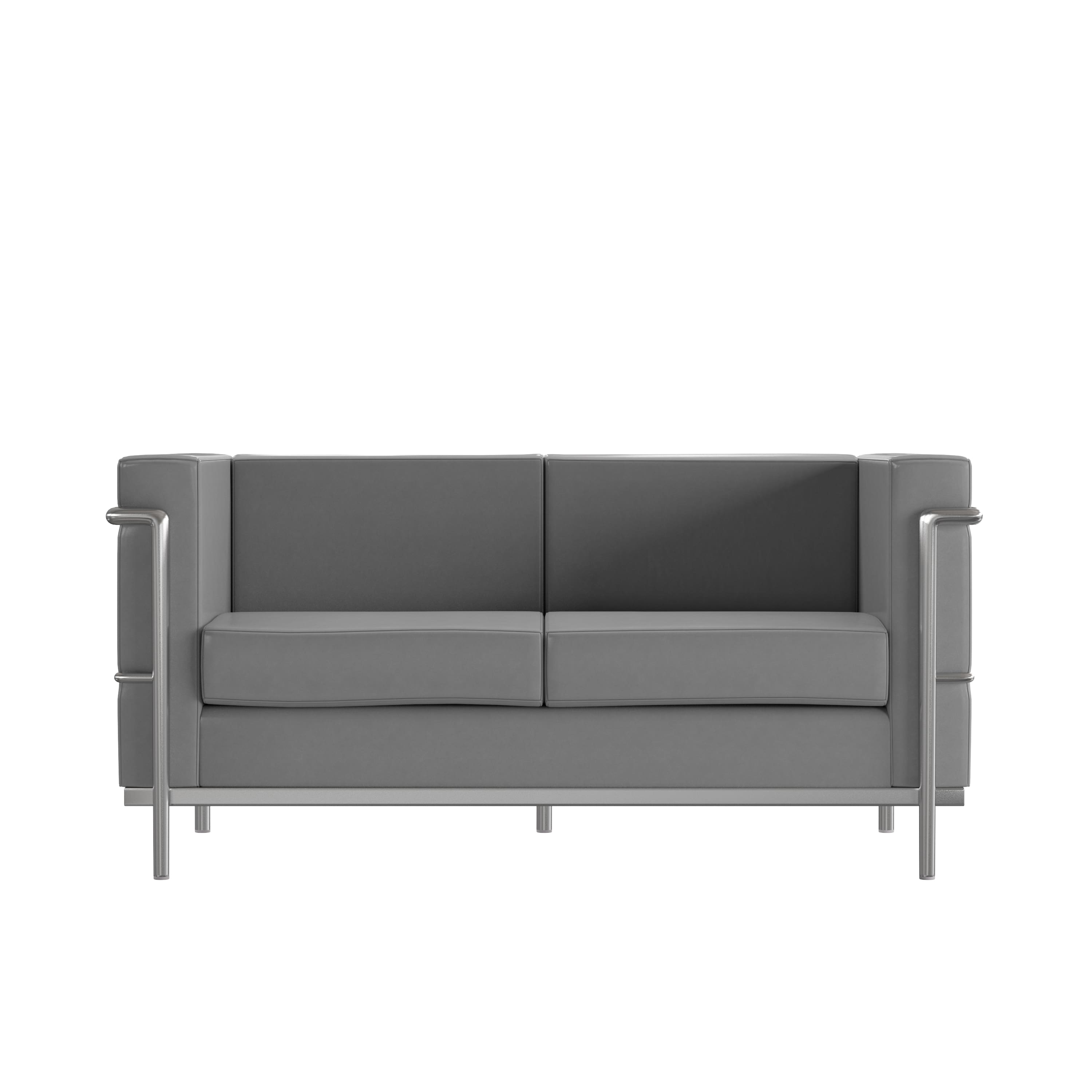 Flash Furniture - Hercules Regal Series Contemporary Gray LeatherSoft Loveseat with Encasing Frame - Gray