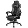 Front. Costway - Adjustable Gaming Chair with Footrest - Grey and Black.