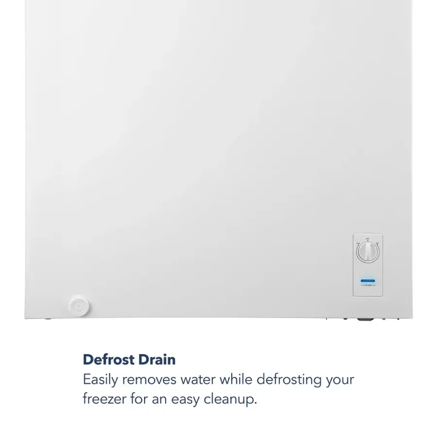 Defrost Drain: Easily removes water while defrosting your freezer for an easy cleanup.
