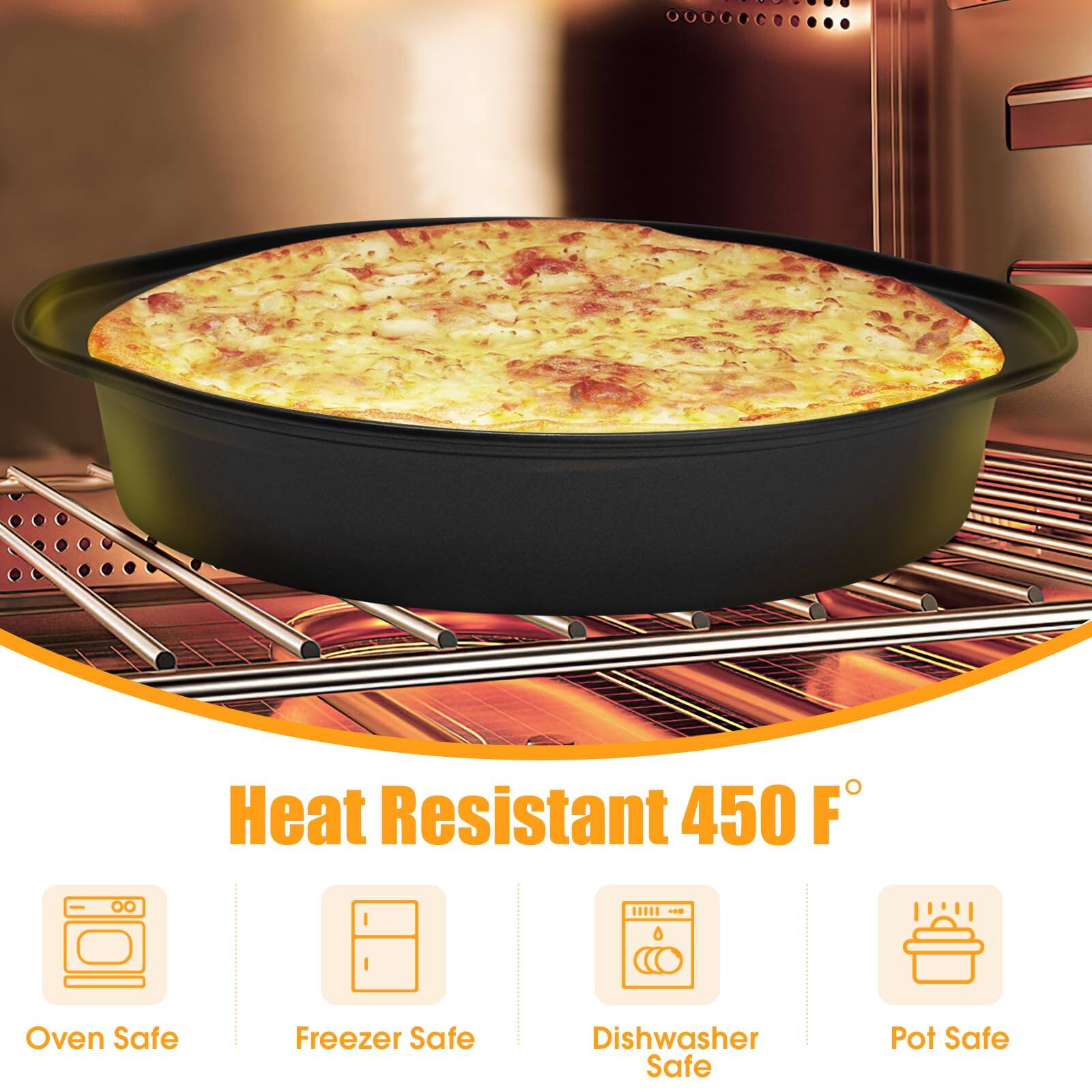 Heat Resistant 450 F

- Oven Safe
- Freezer Safe
- Dishwasher Safe
- Pot Safe
