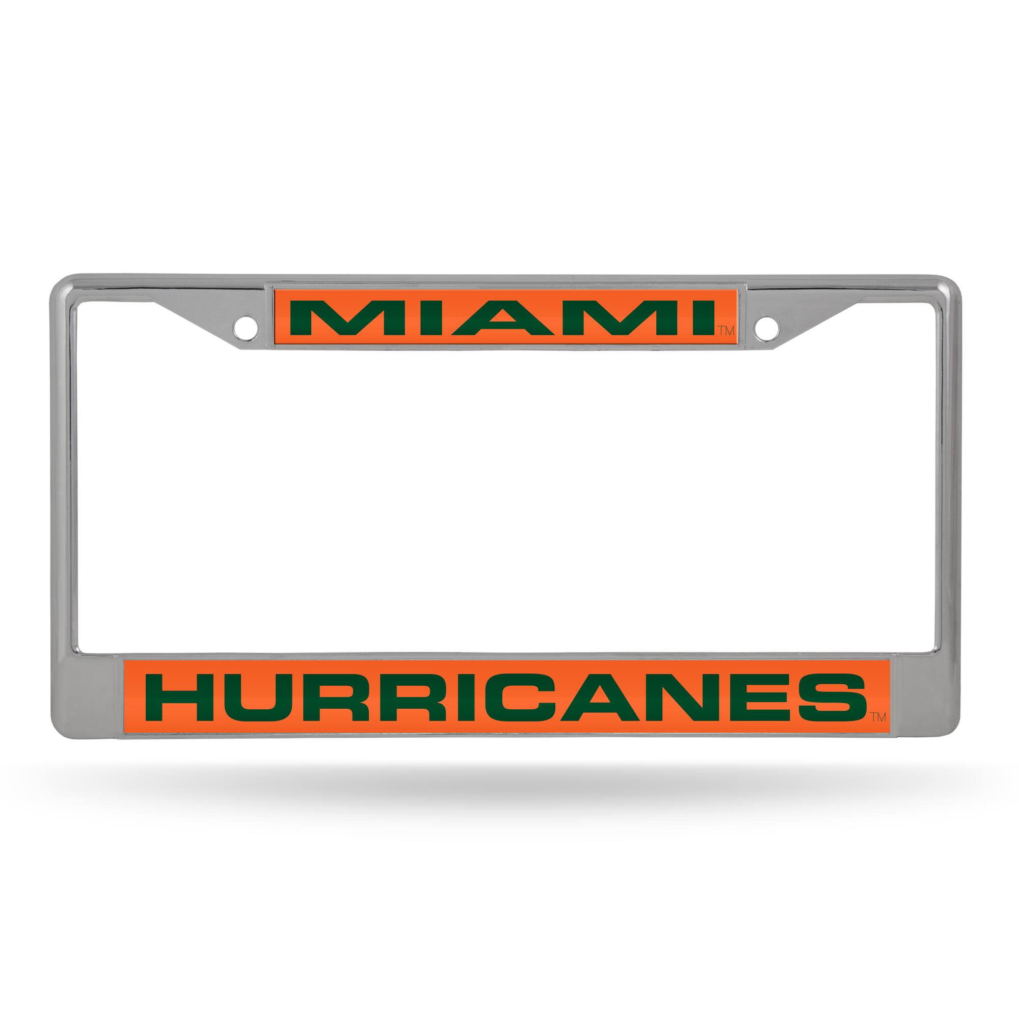 Miami Hurricanes Chrome Metal Laser Cut License Plate Frame