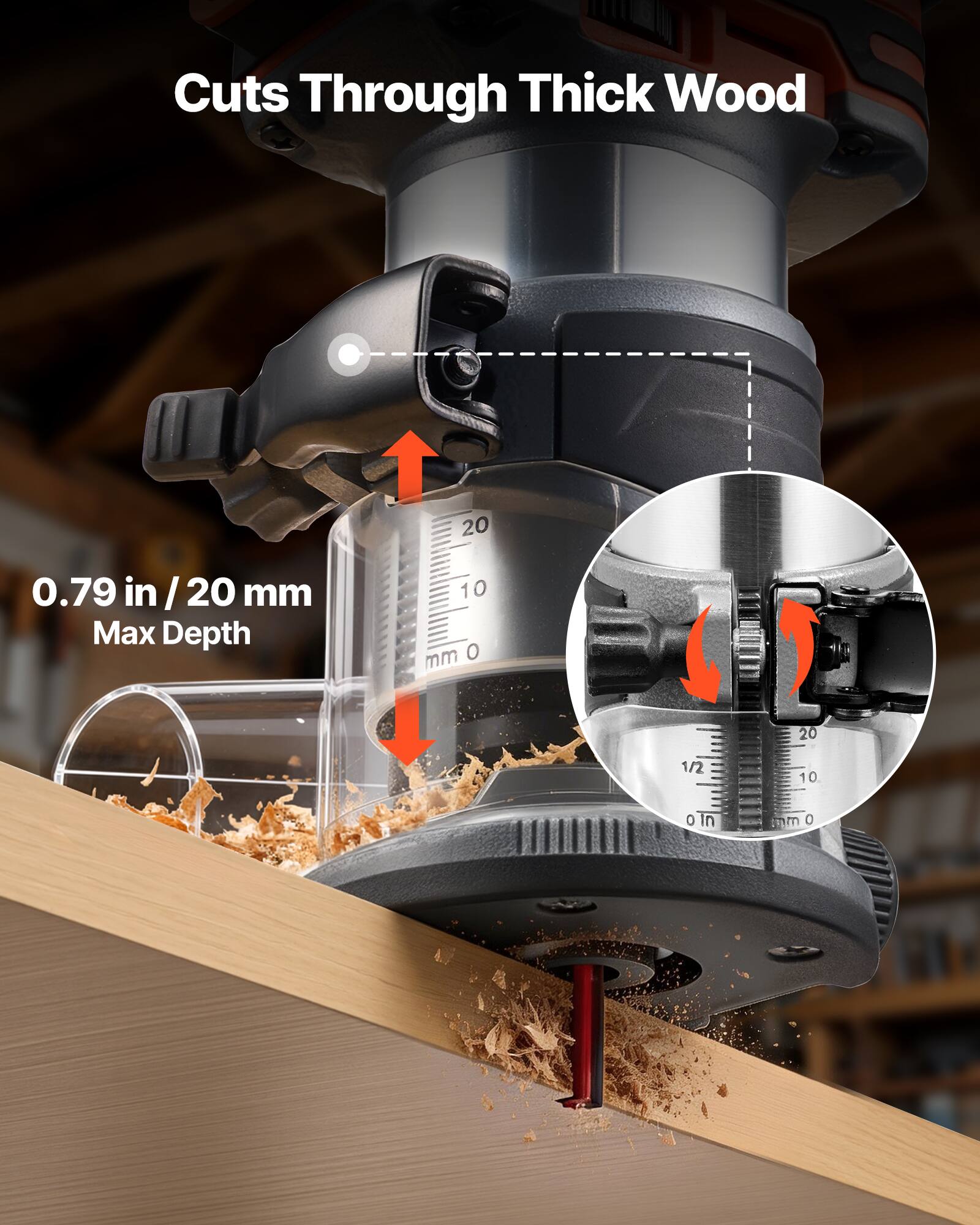 Cuts Through Thick Wood

0.79 in / 20 mm Max Depth