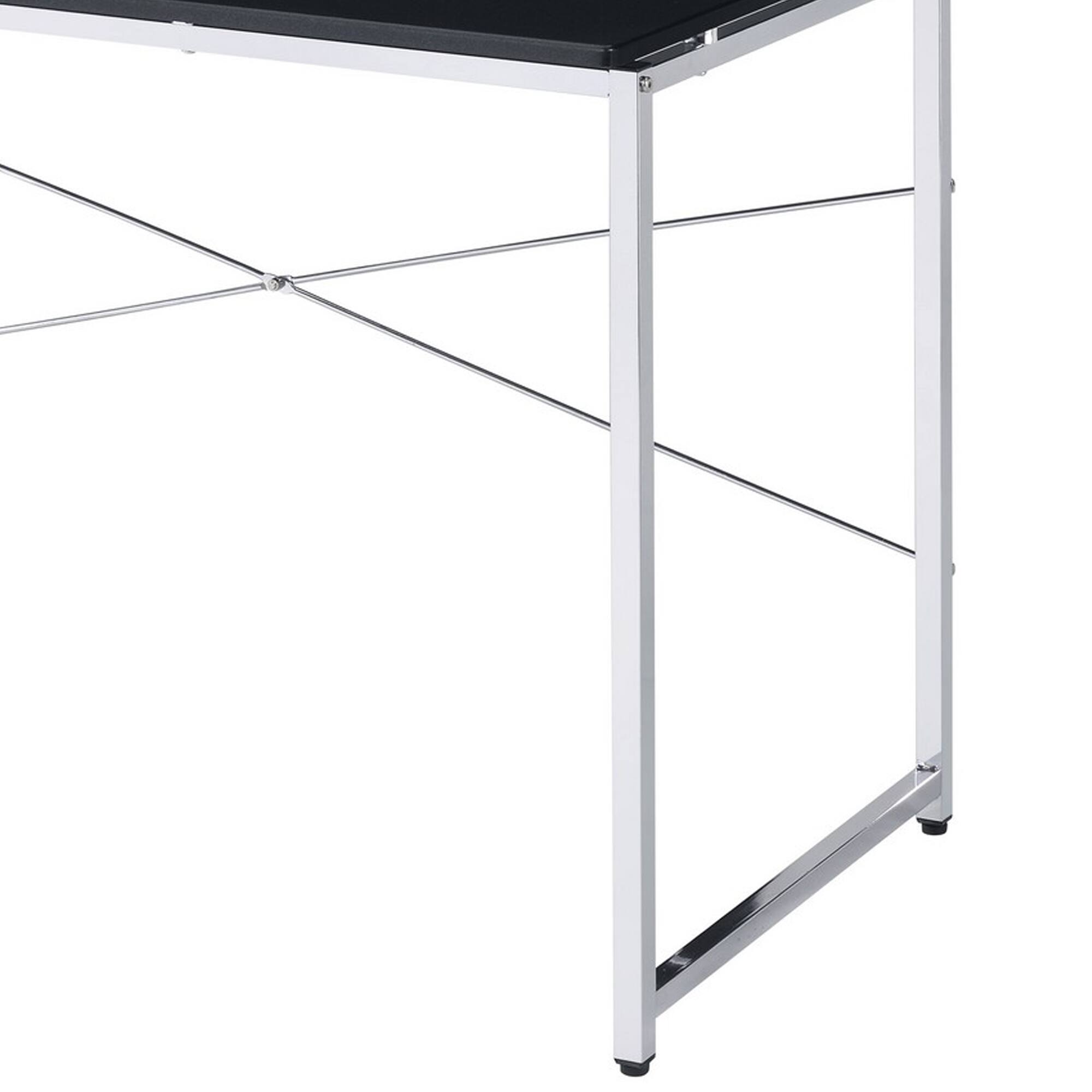 Back. Manhattan Lane - Writing Desk with X Shaped Crossbar Support, Black and White - White, Black.