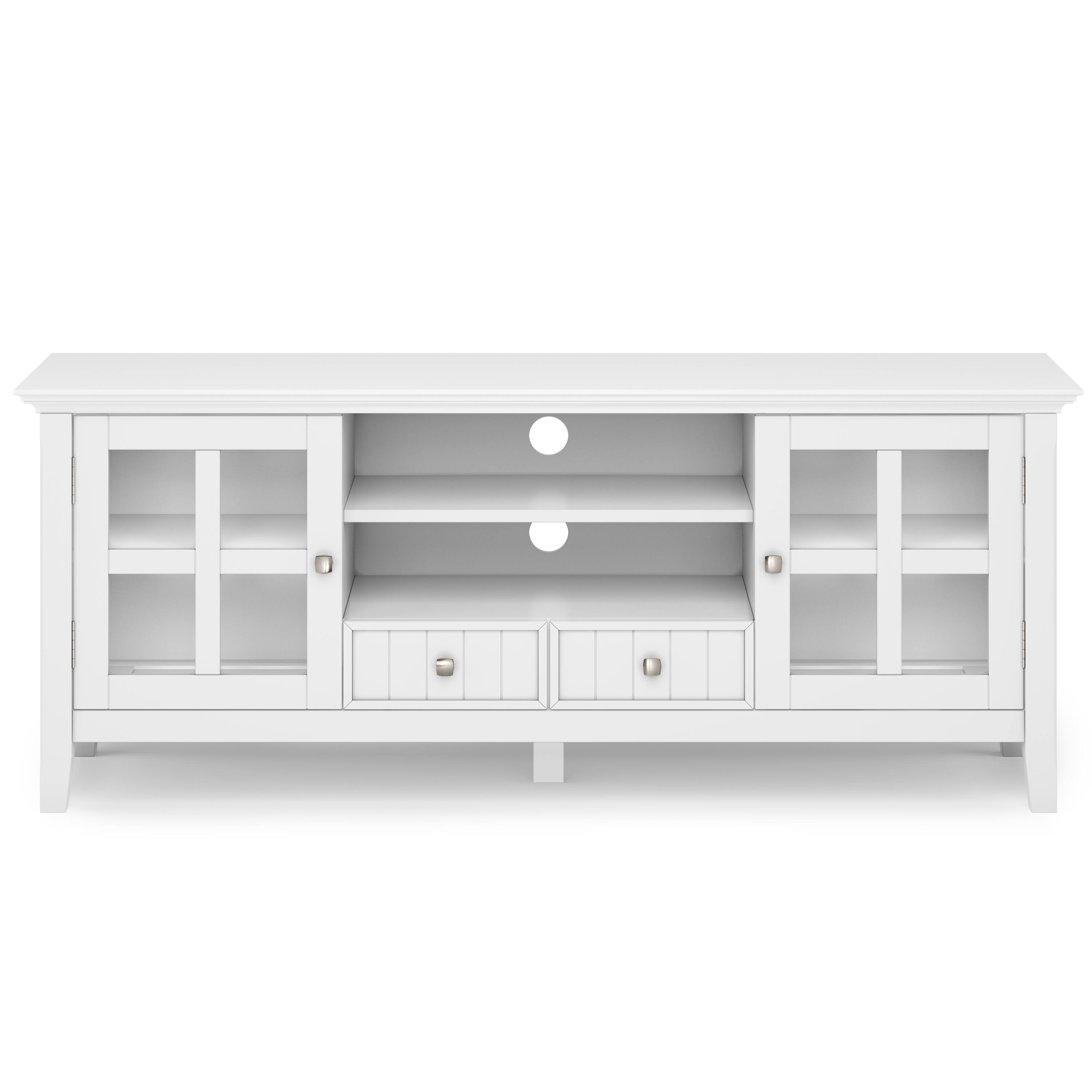 Left. Simpli Home - Acadian Solid Wood 60 inch Wide Rustic TV Media Stand For TVs up to 65 inches - White.