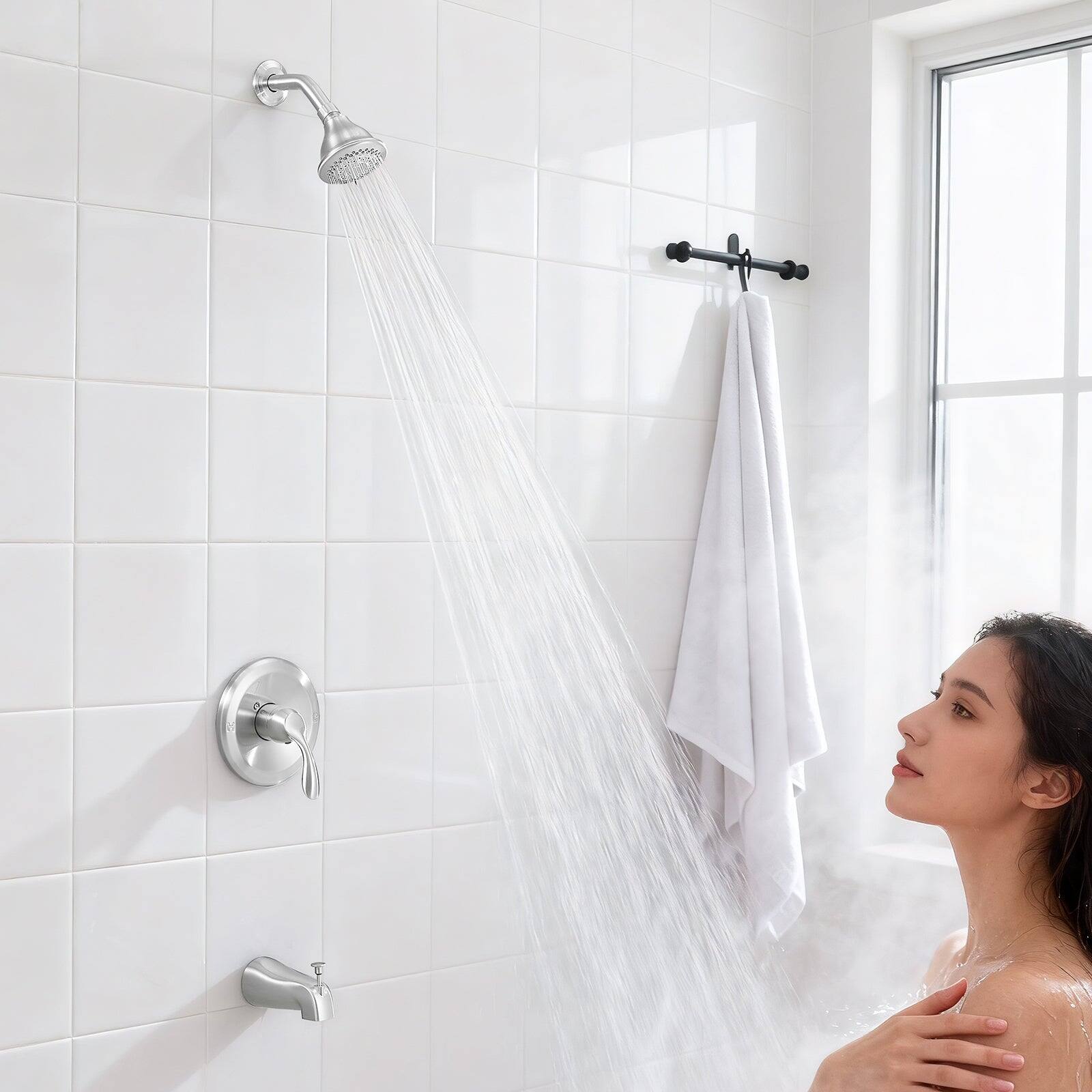 Alt View 5. Boyel Living - brushed nickel Bathroom Shower Trim Kit 5 Function Pressure Balance Valve Copper Body Zinc Alloy Handle - brushed nickel.