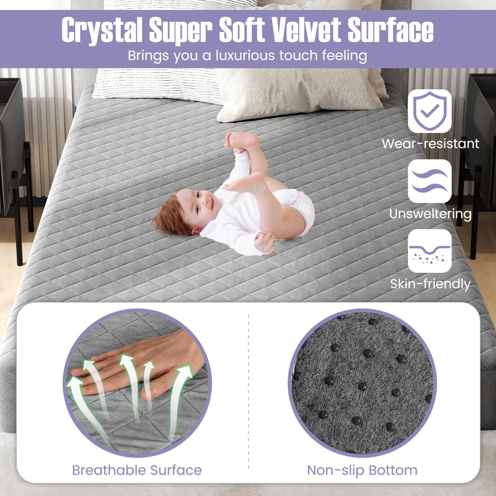 Crystal Super Soft Velvet Surface  
Brings you a luxurious touch feeling  

- Wear-resistant  
- Unsweating  
- Skin-friendly  
- Breathable Surface  
- Non-slip Bottom