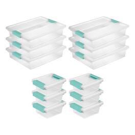 Sterilite - Plastic Large Clip Bin Clear, 6 Pack & Mini Clip Storage Box, 6 Pack