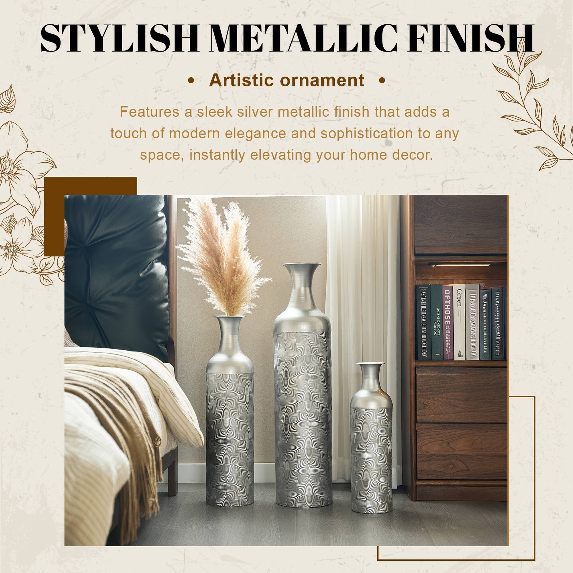 STYLISH METALLIC FINISH

Artistic ornament

Features a sleek silver metallic finish that adds a touch of modern elegance and sophistication to any space, instantly elevating your home decor.