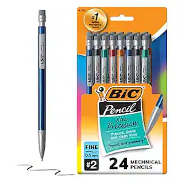 BIC - Xtra Precision Mechanical Pencils, 0.5mm, #2 Hard Lead, 24/Pack - Black