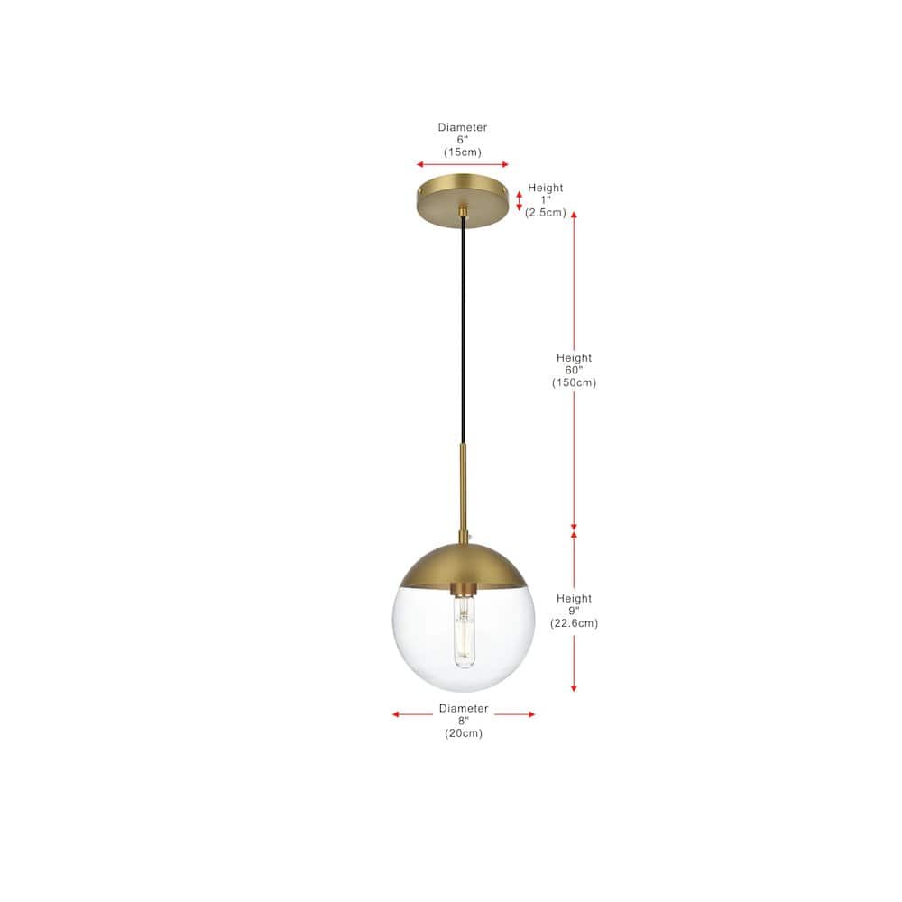 Living District - Eclipse 8 Inch Pendant Clear Shade in Chrome - Satin Gold And Clear