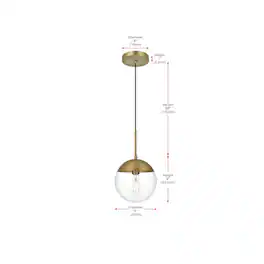 Living District - Eclipse 8 Inch Pendant Clear Shade in Chrome - Satin Gold And Clear