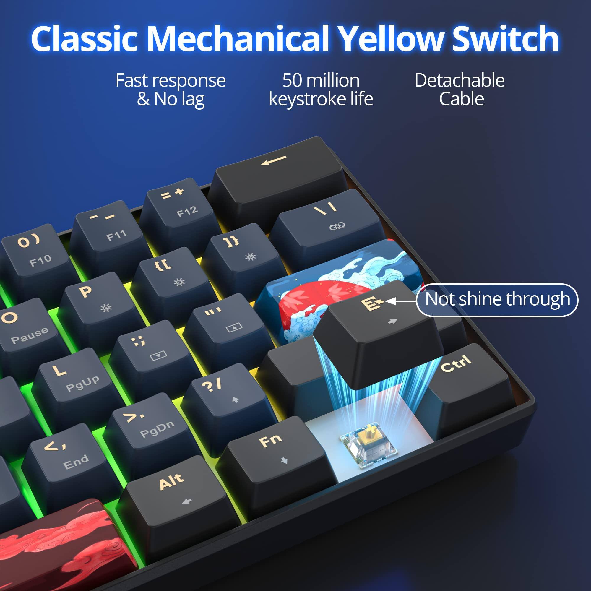 Classic Mechanical Yellow Switch

- Fast response & No lag
- 50 million keystroke life
- Detachable Cable
- Not shine through