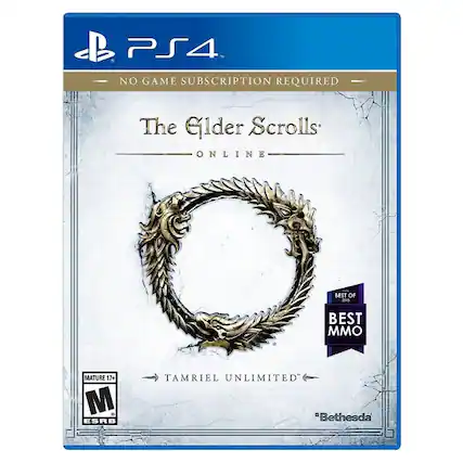 PS4. NO GAME SUBSCRIPTION REQUIRED
The Elder Scrolls ONLINE
BEST OF 2013 BEST MMO
MATURE 17+
ESRB
TAMRIEL UNLIMITED
"Bethesda" - M (Mature 17+)