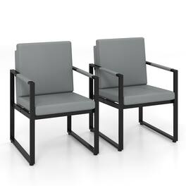 WELLFOR - Set of 2 Mid-Century Modern Single Sofa Chairs with Cushions - Gray