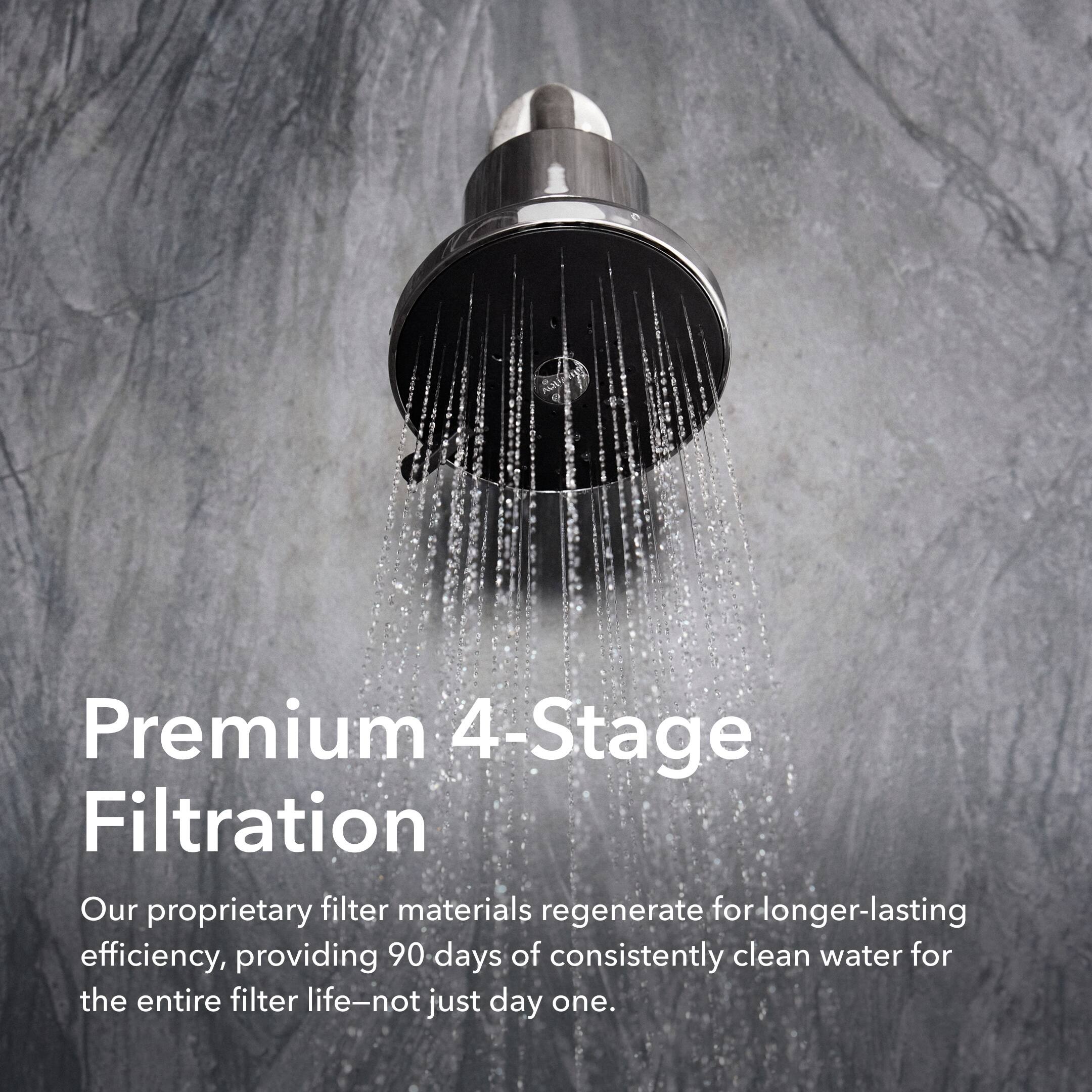 Premium 4-Stage Filtration

Our proprietary filter materials regenerate for longer-lasting efficiency, providing 90 days of consistently clean water for the entire filter life—not just day one.