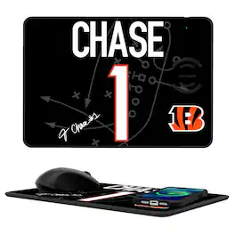 Keyscaper - Ja'Marr Chase Cincinnati Bengals Wireless Charger and Mouse Pad - Black