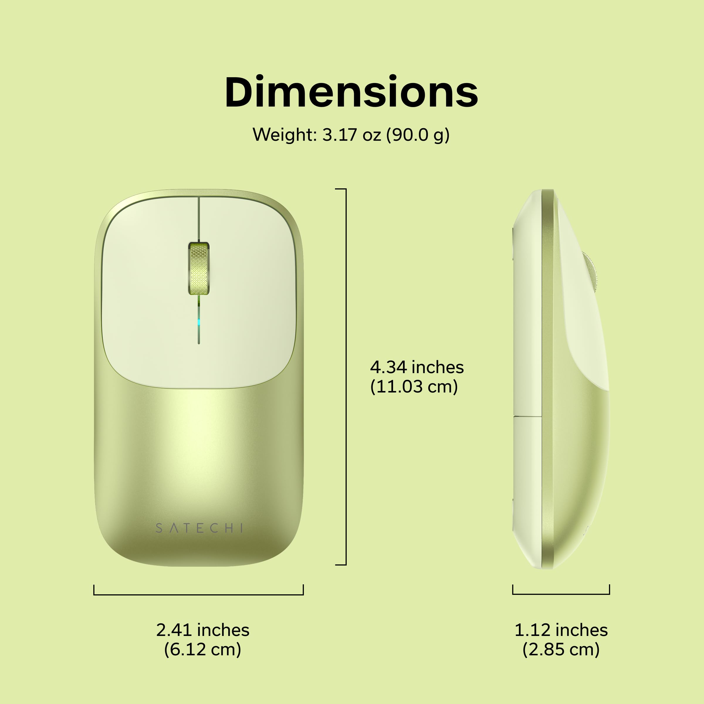 Dimensions  
Weight: 3.17 oz (90.0 g)  
4.34 inches (11.03 cm)  
2.41 inches (6.12 cm)  
1.12 inches (2.85 cm)