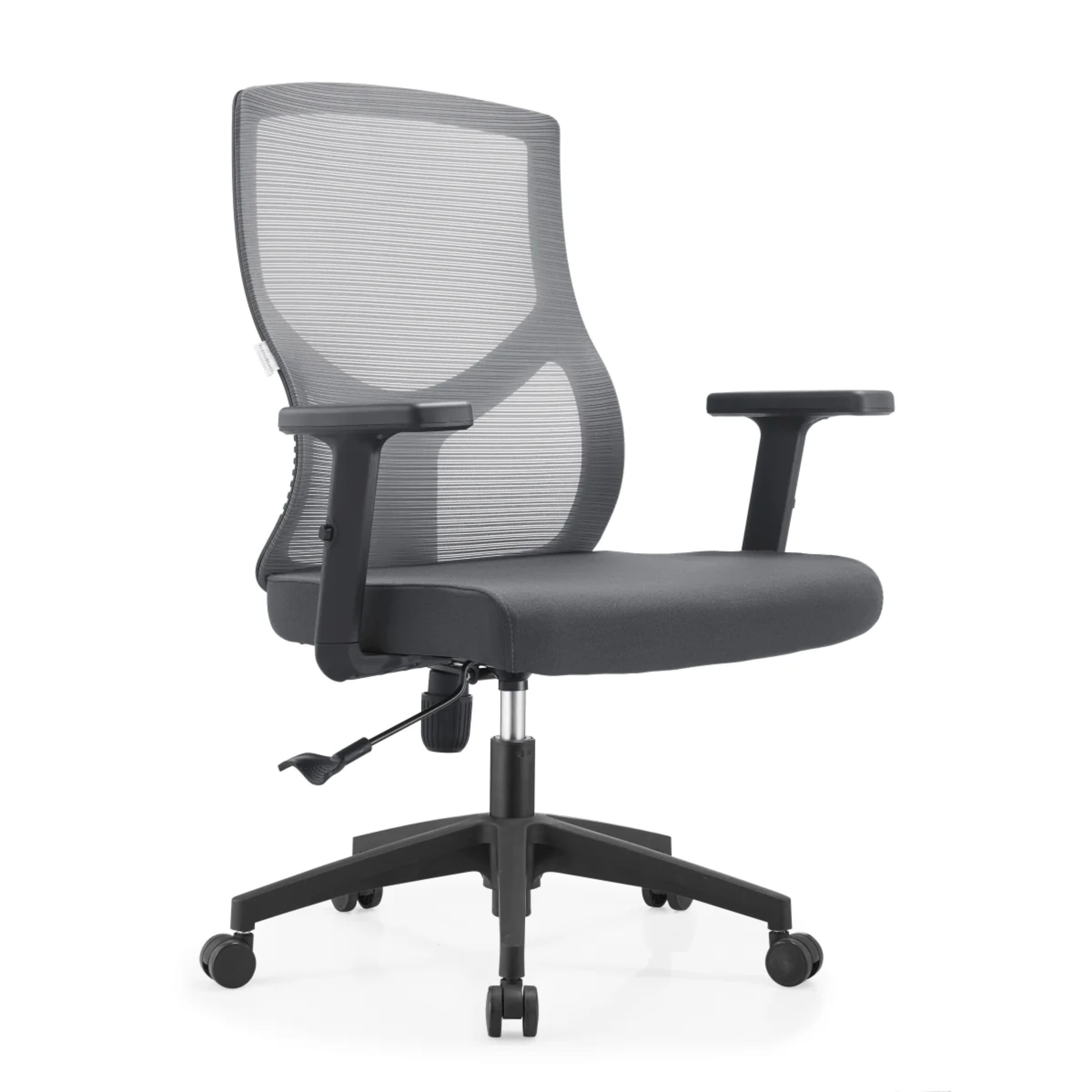 LeisureMod - Glen Ergonomic Cotton Upholstered Mid Back Mesh Office Chair, Adjustable Height, Swivel & Tilt Computer Desk Chair, Home - Gray