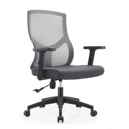 LeisureMod - Glen Ergonomic Cotton Upholstered Mid Back Mesh Office Chair, Adjustable Height, Swivel & Tilt Computer Desk Chair, Home - Gray
