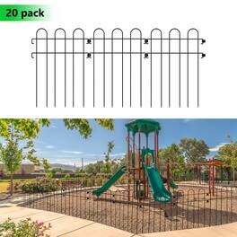 Oumilen - 20-Pack No Dig Animal Barrier Fence, 16.5in Tall Black Metal Garden Border with 1.5in Spike Spacing