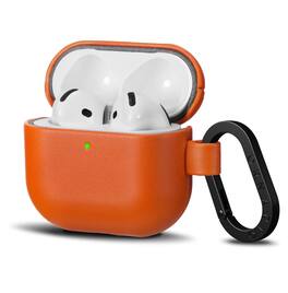 Ornarto - Compatible with AirPods 4 Case, Full Protective Leather Cover with Front LED Visible - Orange