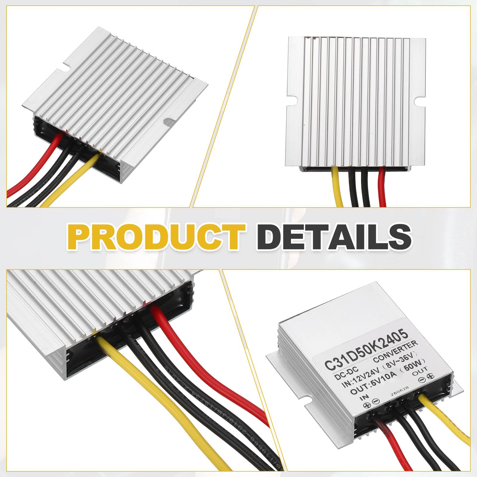PRODUCT DETAILS

C31D50K2405 DC-DC CONVERTER (8V-36V) (50W)  
IN: 12V/24V  
OUT: 5V/10A
