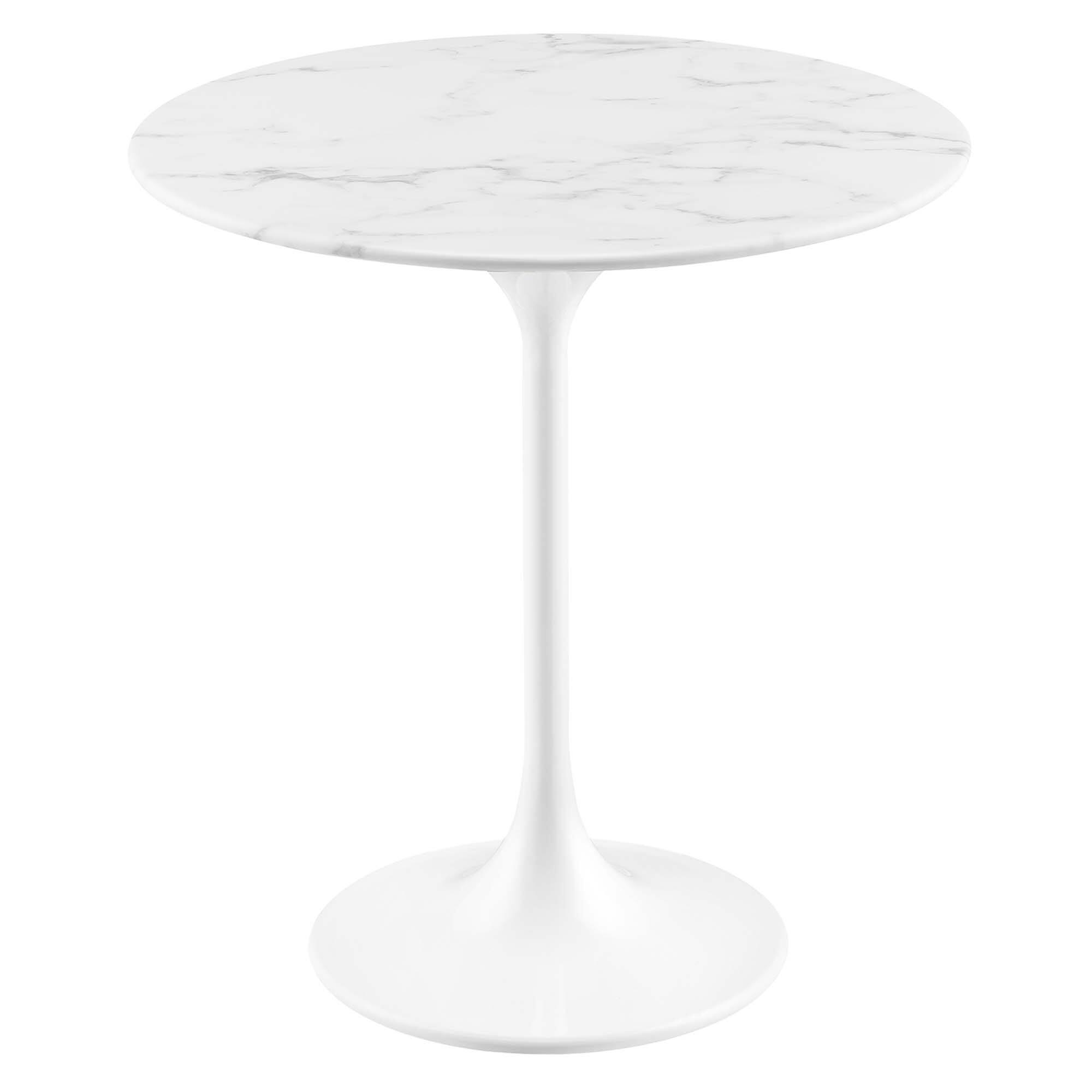 Angle. Modway - Lippa Round Artificial Marble Side Table - White White.