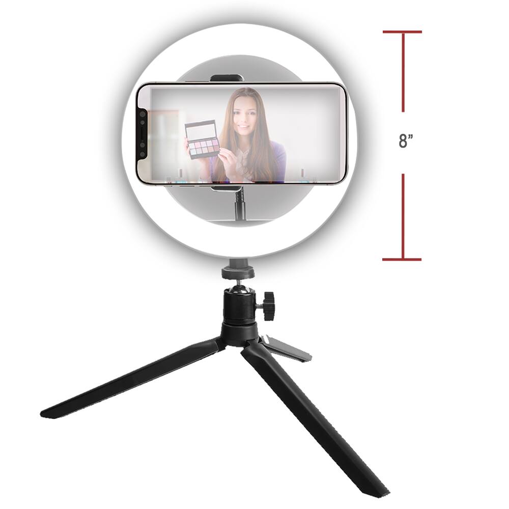 Back. Vivitar - Vivitar 8 Inch LED Ring Light Dimmable Lamp for Iphone Smartphone with Tripod Mount Stand - Black.