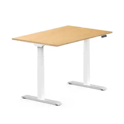 Front. FlexiSpot - FlexiSpot E7 48''W Electric Adjustable Standing Desk, Bamboo/White - Bamboo.