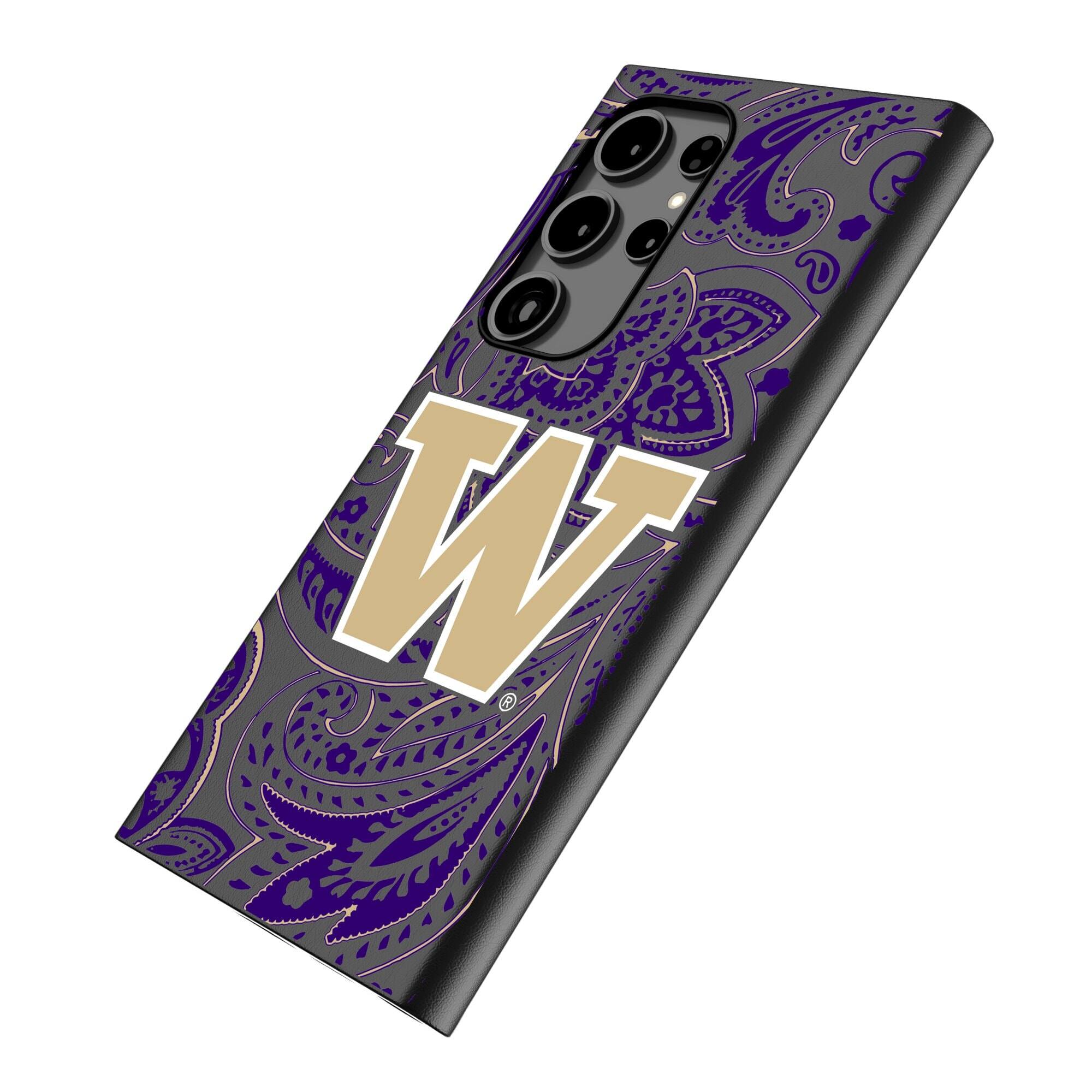 Alt View 1. Keyscaper - Washington Huskies Paisley Galaxy Magnetic Bump Case - S24 - Black.