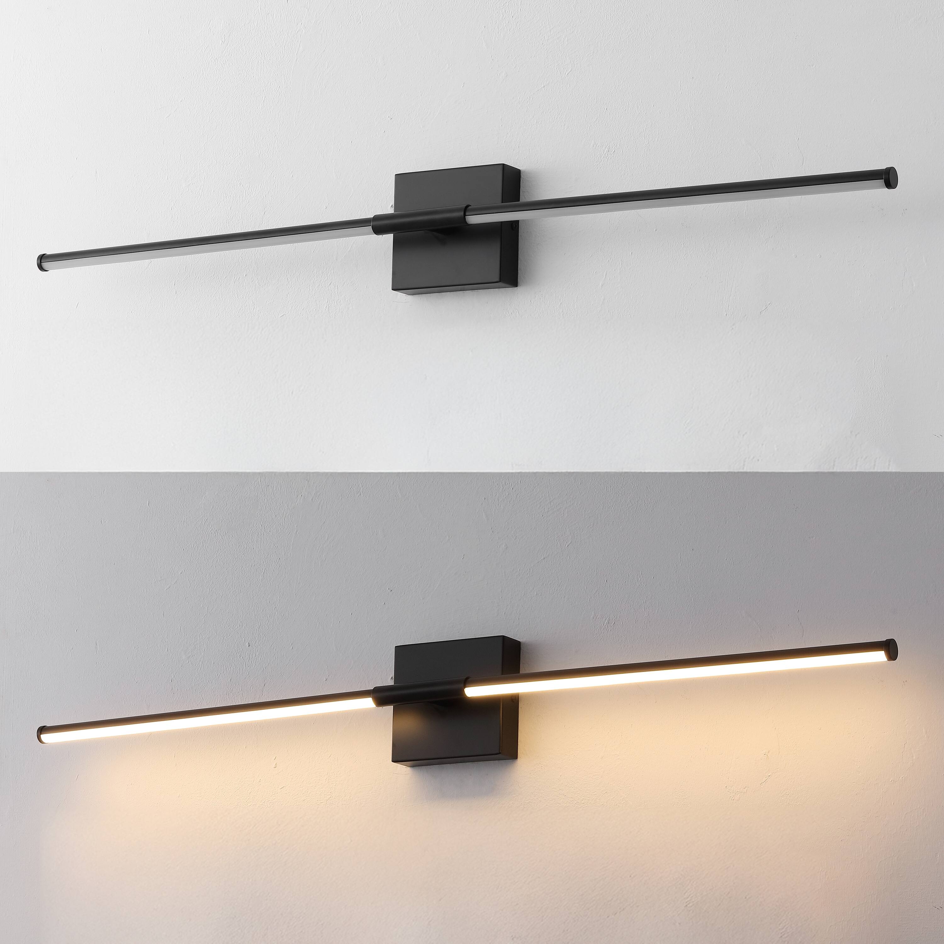 Alt View 5. Jonathan Y - McKenna 32" Modern Minimalist Dimmable Integrated LED Metal Wall Sconce, Black - Black.