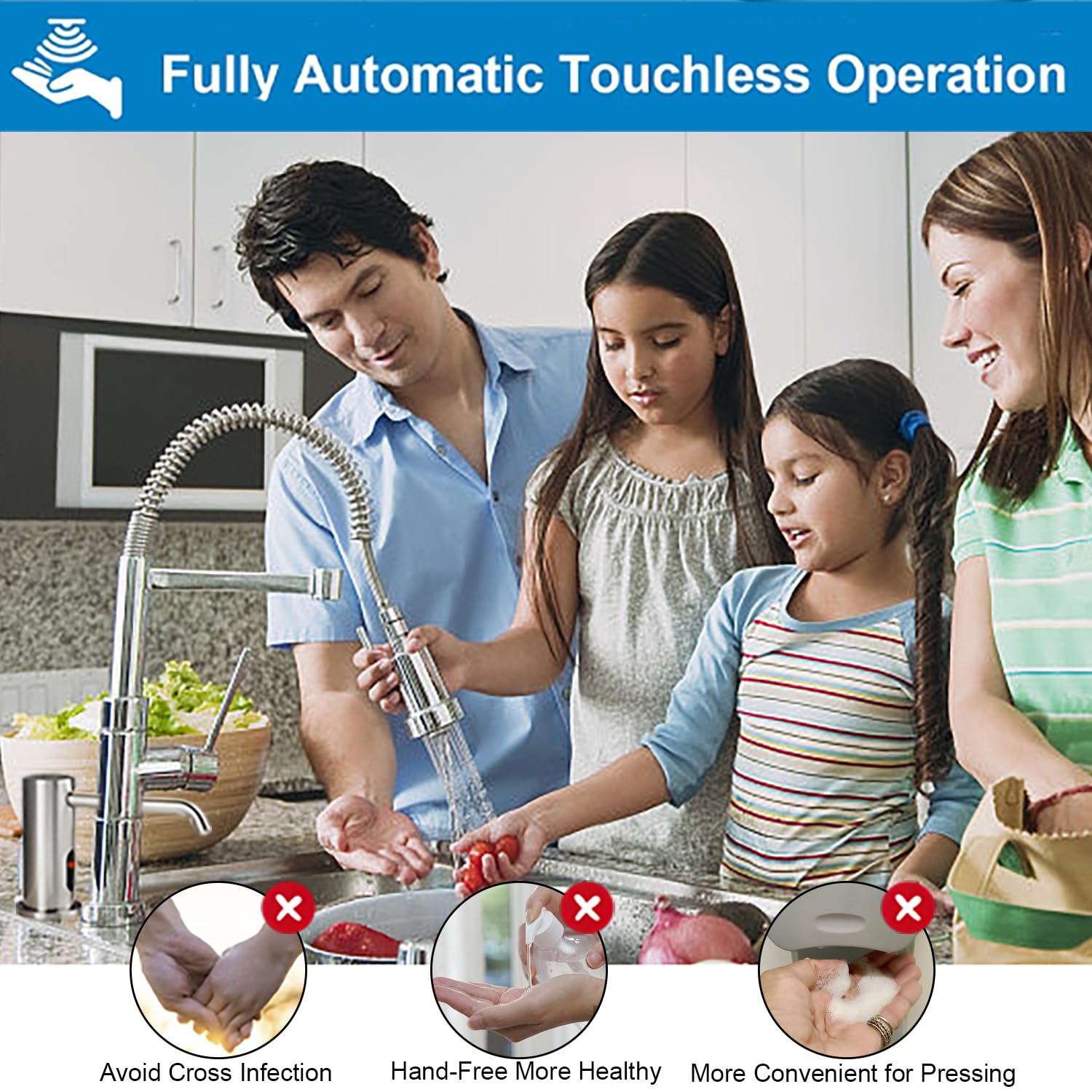 Fully Automatic Touchless Operation

- Avoid Cross Infection
- Hand-Free More Healthy
- More Convenient for Pressing