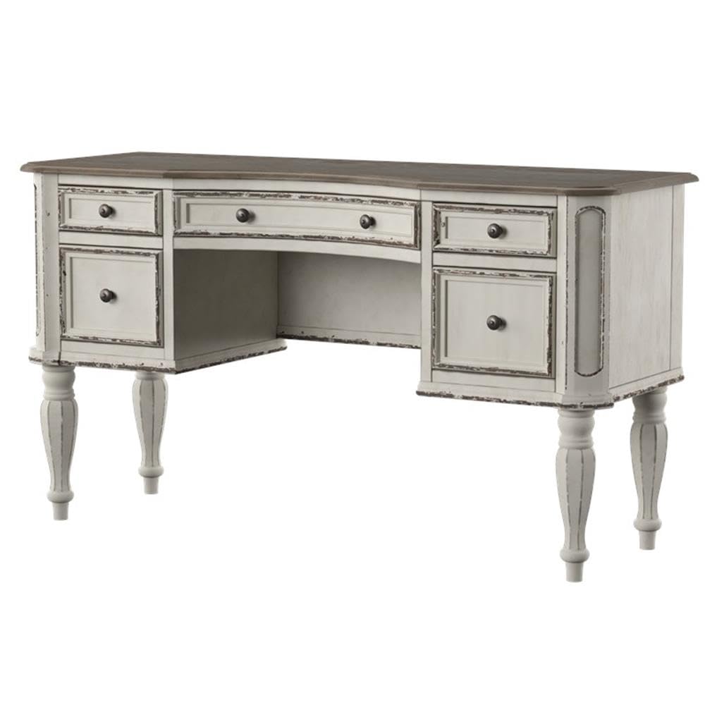 Left. Liberty Furniture Industries - Magnolia Manor Vanity Desk in Antique White - White.