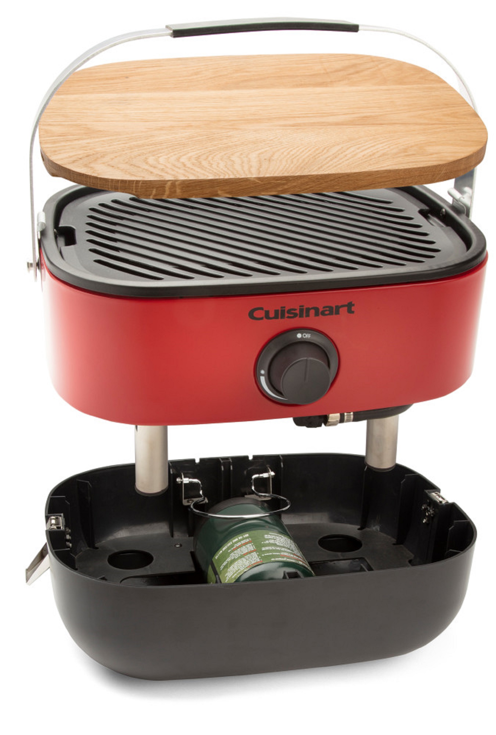 Left View: Cuisinart - Venture™ Portable Gas Grill - Red/Black/Wood