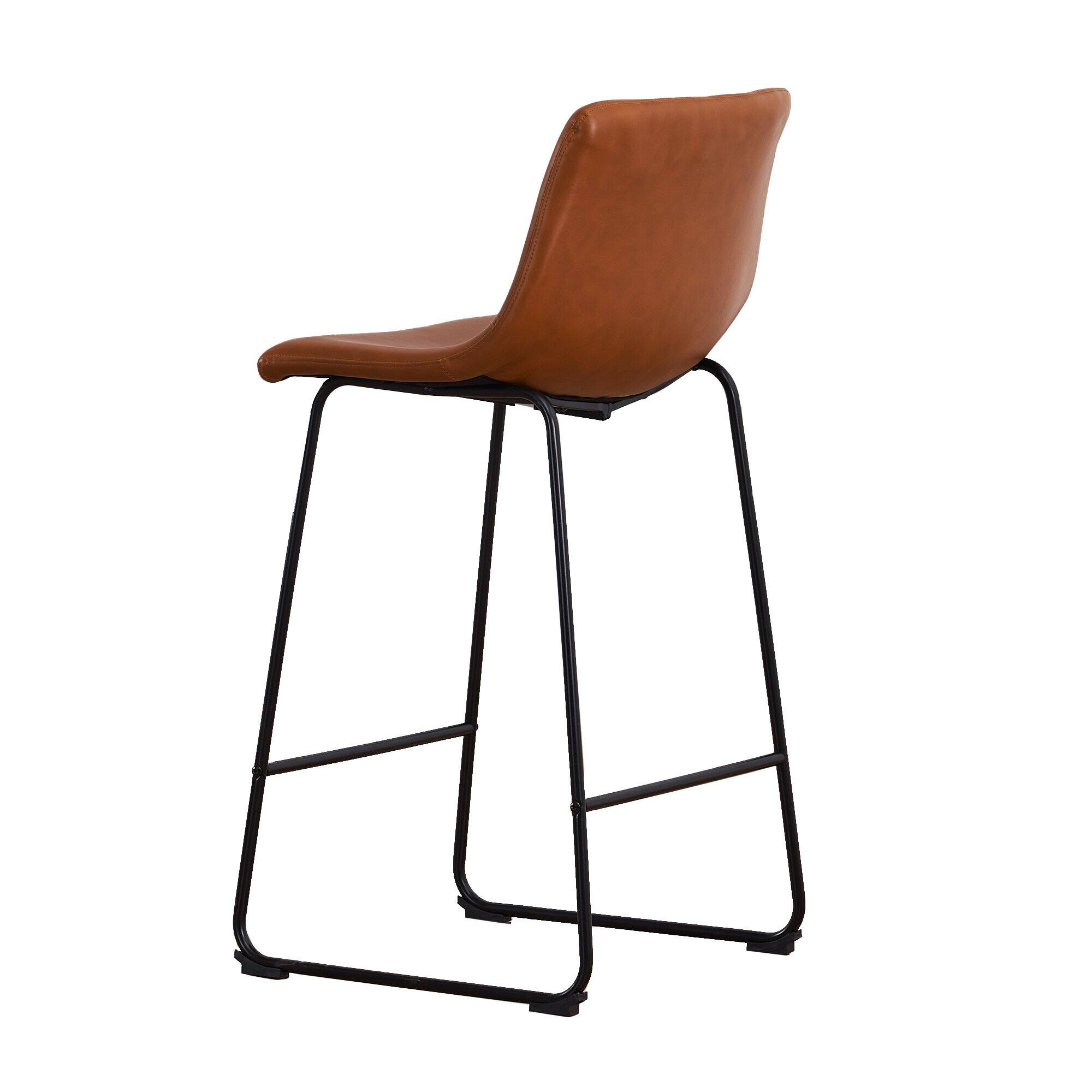 Left. FERPIT - FERPIT Modern Faux Leather Counter Bar Stools Upholstered with Metal Frame 2 Pack - Brown.