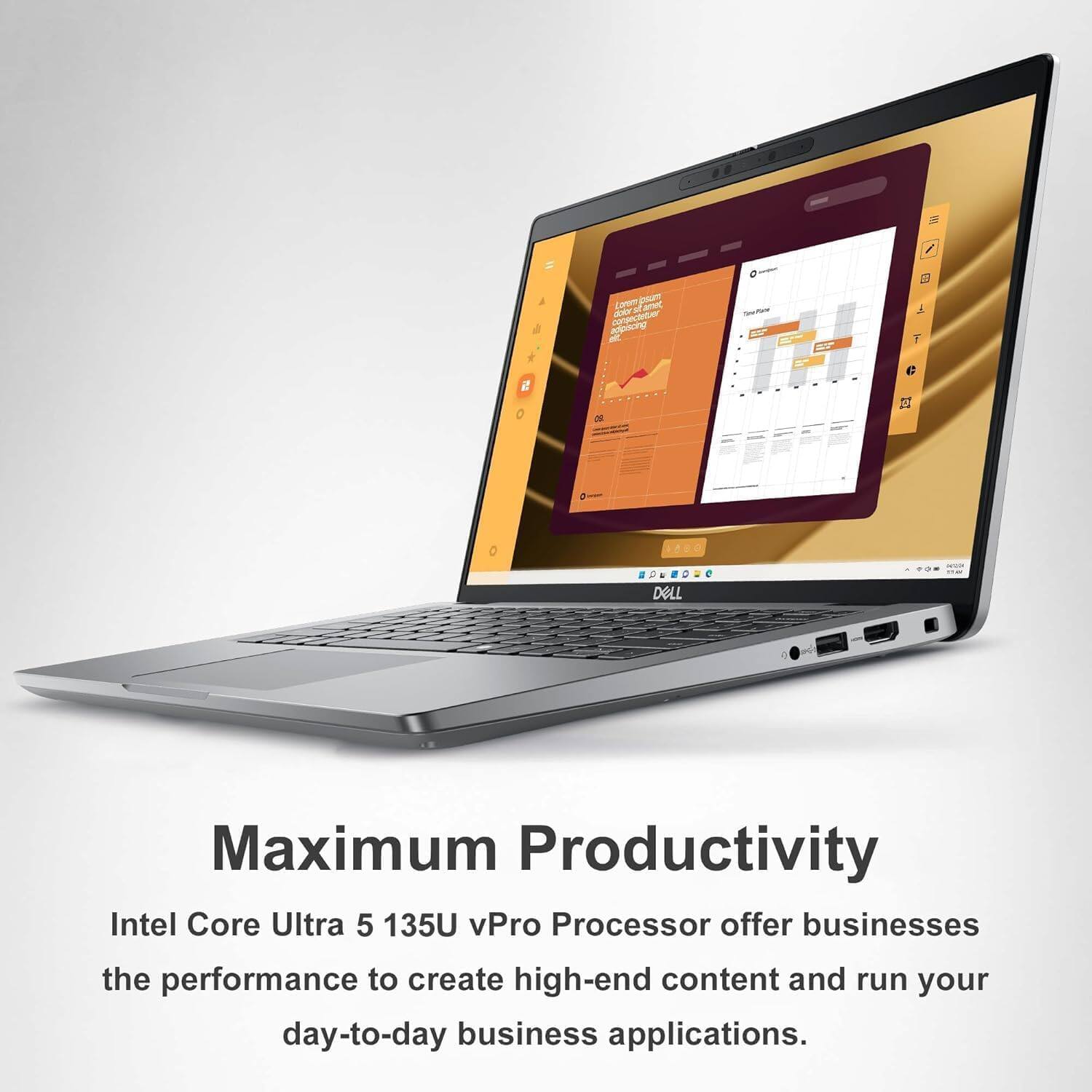 Maximum Productivity

Intel Core Ultra 5 135U vPro Processor offer businesses the performance to create high-end content and run your day-to-day business applications.