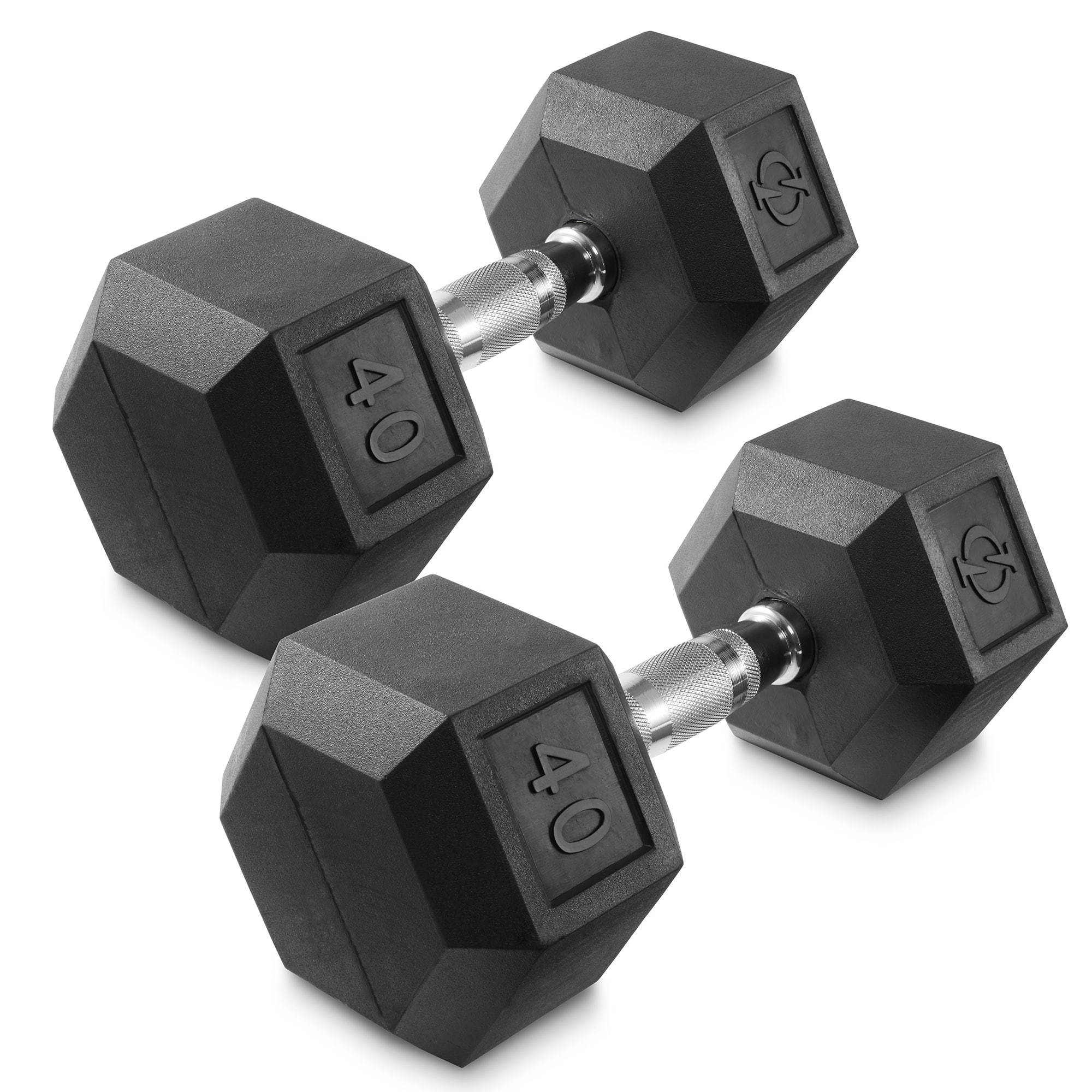 Philosophy Gym - Pair of Rubber Coated Hex Dumbbell - Cast Iron Hand Weight Set - Black