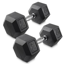 Philosophy Gym - Pair of Rubber Coated Hex Dumbbell - Cast Iron Hand Weight Set - Black
