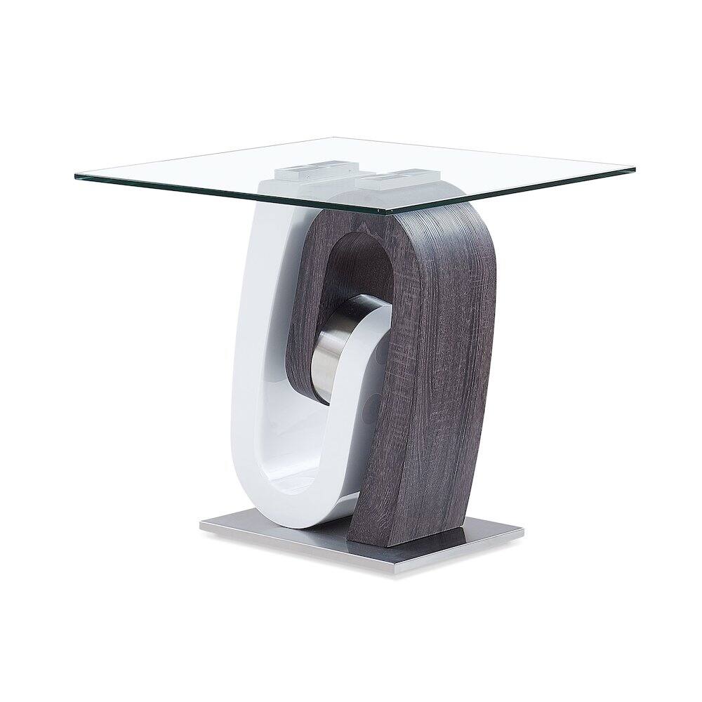 Front. Global Furniture USA - Contemporary End Table, Clear,Dark Grey,Silver,White - Clear.
