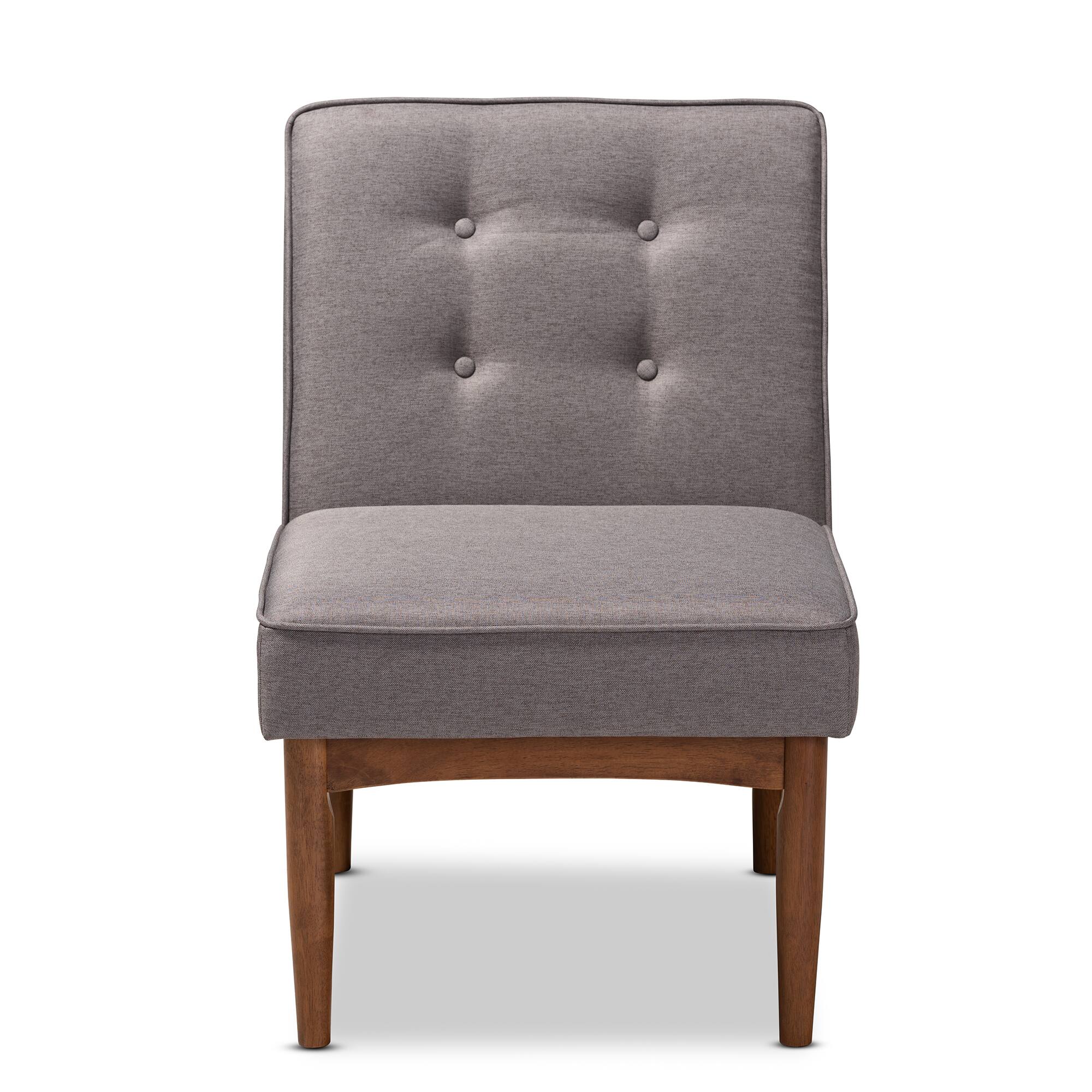 Angle. Baxton Studio - Arvid Mid-Century Modern Fabric Upholstered Wood Dining Chair - Gray.