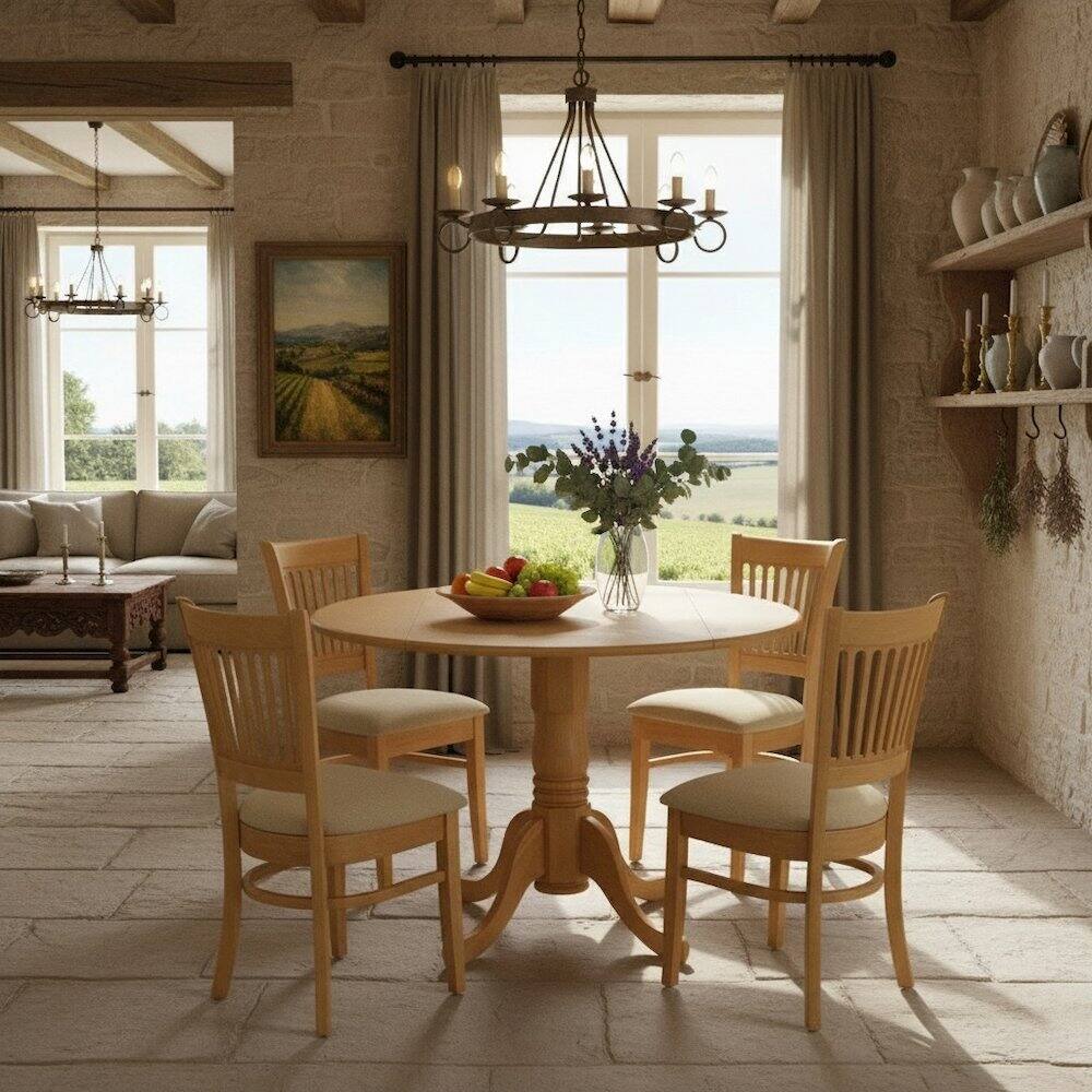Alt View 1. Starlight Canyon Home - Elegant Brown Oak Dining Room Table Set for 4 - Oak.